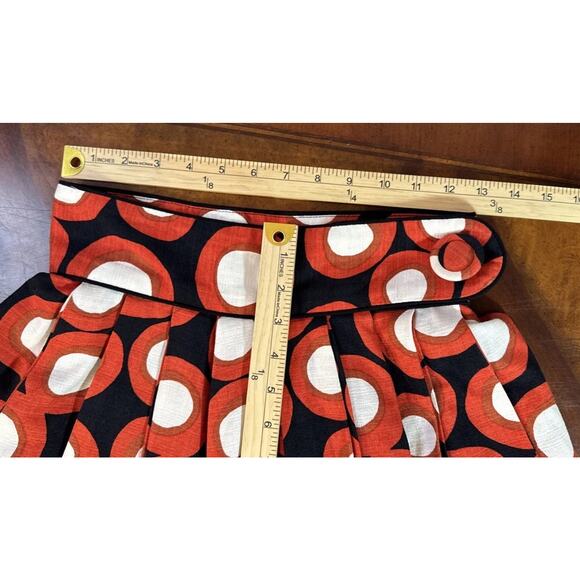 H&M Tribute to Marimenko Full Pleated Skirt Sz 4 Geometric Black Orange Ivory - Picture 12 of 16